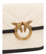 PINKO LOVE BOX BAG Mini canvas shoulder bag beige/black-antique gold - Women’s Bags - 3