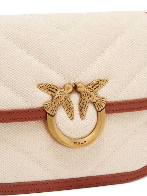 LOVE BOX BAG Mini canvas shoulder bag beige/brown-antique gold - Women’s Bags