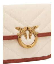 PINKO LOVE BOX BAG Mini canvas shoulder bag beige/brown-antique gold - Women’s Bags - 3