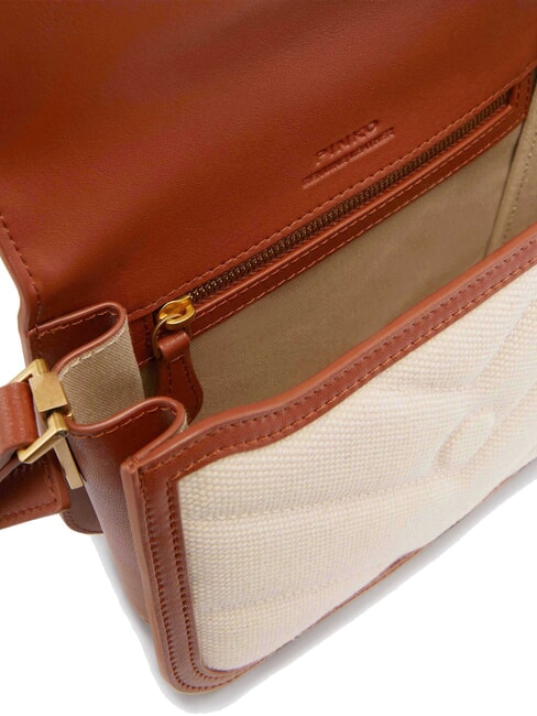 LOVE BOX BAG Mini canvas shoulder bag beige/brown-antique gold - Women’s Bags