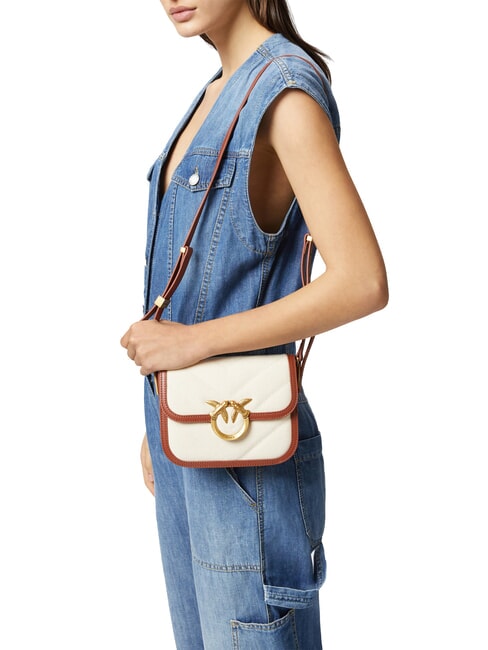 LOVE BOX BAG Mini canvas shoulder bag beige/brown-antique gold - Women’s Bags