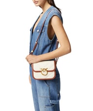 PINKO LOVE BOX BAG Mini canvas shoulder bag beige/brown-antique gold - Women’s Bags - 6