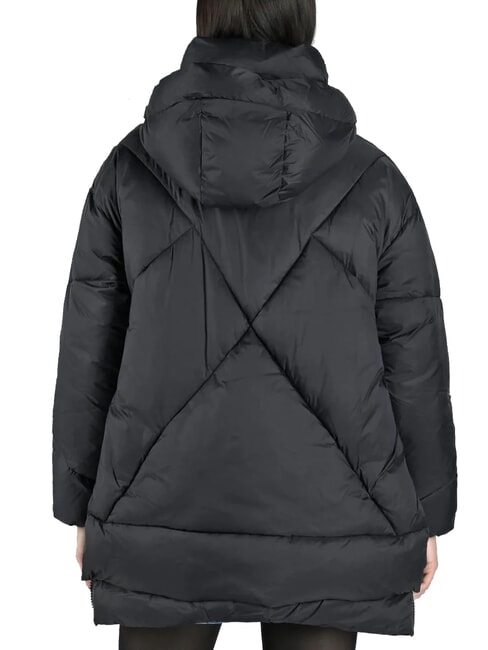EUGENIE Medium satin down jacket with hood black - Women's down jackets