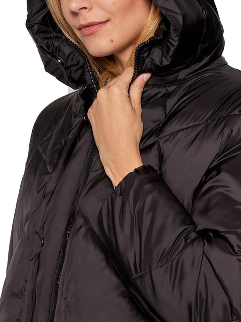EUGENIE Short satin down jacket with hood black - Women's down jackets
