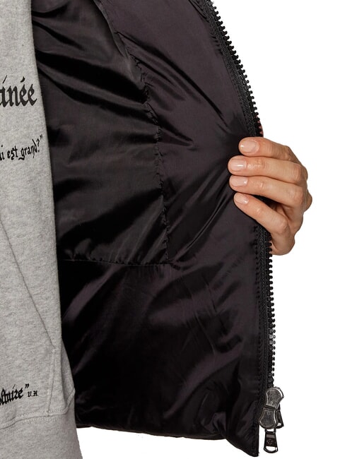 EUGENIE Short satin down jacket with hood black - Women's down jackets