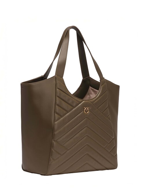 PUZZLE Stitched leather shoulder bag wren-antique gold - Women’s Bags