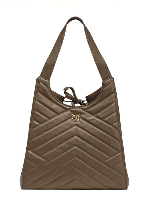 PUZZLE Stitched leather shoulder bag wren-antique gold - Women’s Bags