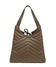 PINKO PUZZLE Stitched leather shoulder bag wren-antique gold - Women’s Bags - 3