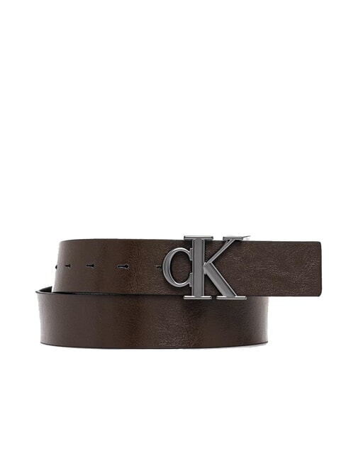 CKJ PLAQUE Double-sided belt that can be shortened black/delicioso/matte gunmetal - Belts