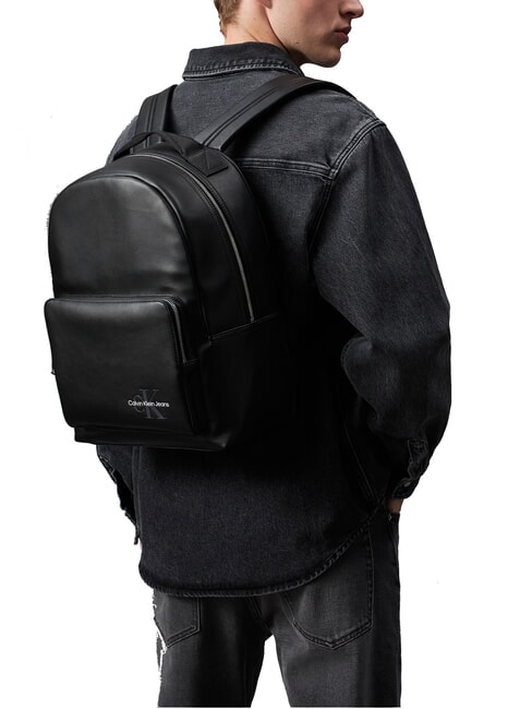 CKJ MONO LOGO 15" laptop backpack on black - Backpacks & School and Leisure