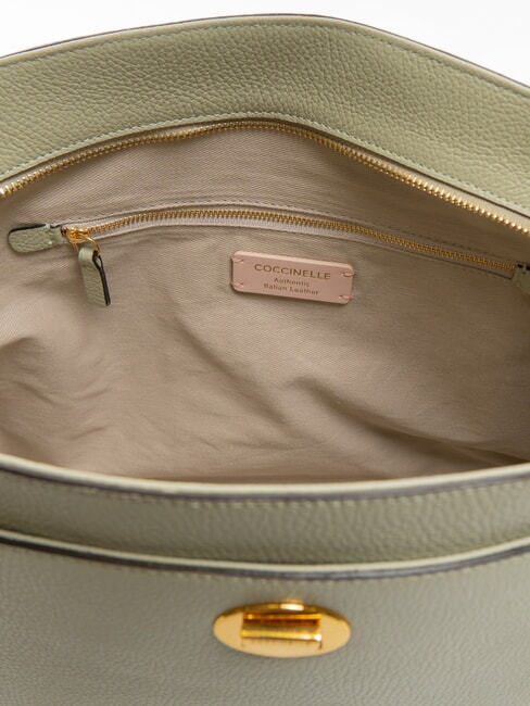 LIYA Hammered leather shoulder bag celadon green - Women’s Bags