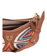 PINKO HALF MOON Suede leather shoulder bag brown - lion-antique gold - Women’s Bags - 4