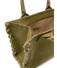 PINKO BEACH Shopping bag in recycled canvas gothic olive-antique gold - Women&rsquo;s Bags - 4