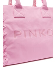 PINKO BEACH Shopping bag in recycled canvas sweet pink lilac-antique gold - Women&rsquo;s Bags - 3