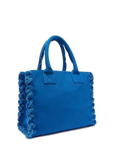 BEACH Shopping bag in recycled canvas blue-aster blue ch.-antique gold - Women’s Bags