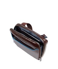 PIQUADRO BLUE SQUARE Leather bag MAHOGANY - Over-the-shoulder Bags for Men - 4