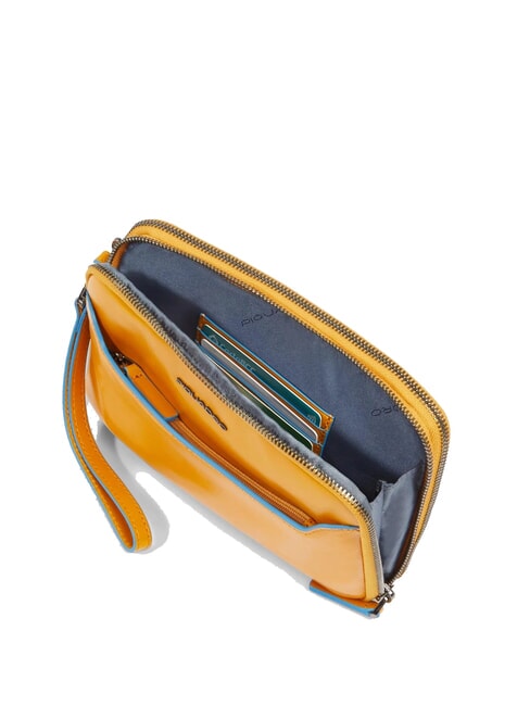 BLUE SQUARE Men's leather clutch bag Yellow - Tablet holder& Organizer