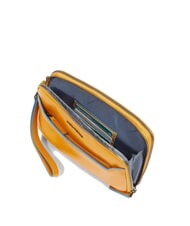 PIQUADRO BLUE SQUARE Men's leather clutch bag Yellow - Tablet holder& Organizer - 4