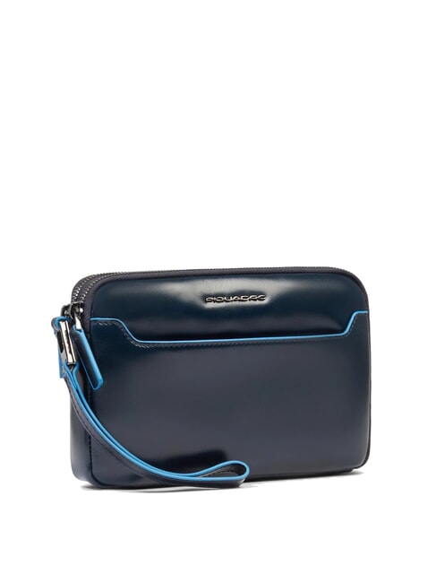BLUE SQUARE Men's leather clutch bag blue - Tablet holder& Organizer
