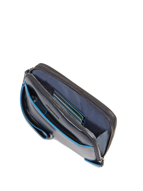 BLUE SQUARE Men's leather clutch bag blue - Tablet holder& Organizer