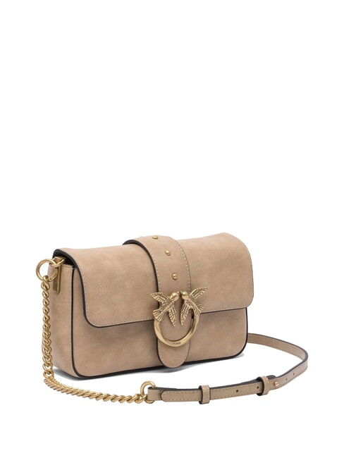 LOVE ONE MINI Mini shoulder bag, in leather beige-smoky gray-antique gold - Women’s Bags
