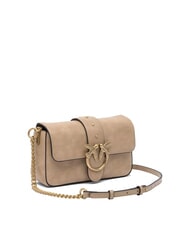 PINKO LOVE ONE MINI Mini shoulder bag, in leather beige-smoky gray-antique gold - Women’s Bags - 3