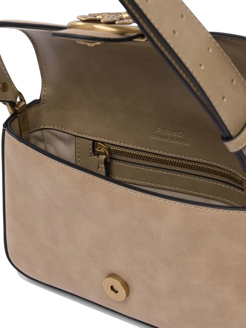 LOVE ONE MINI Mini shoulder bag, in leather beige-smoky gray-antique gold - Women’s Bags