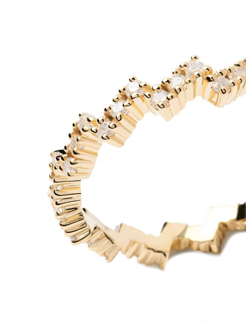 THE NEW ESSENTIALS THE ZIPPER Gold plated ring with zirconia gold - Rings