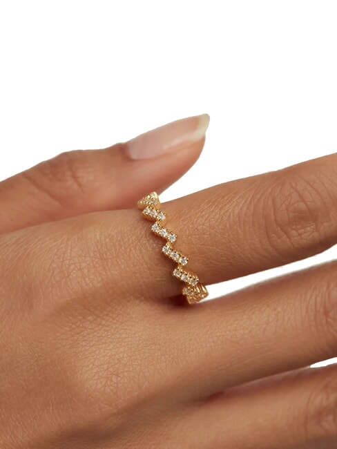 THE NEW ESSENTIALS THE ZIPPER Gold plated ring with zirconia gold - Rings
