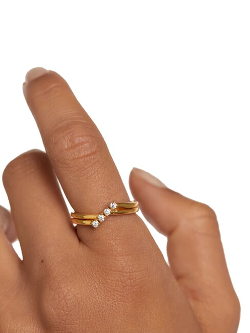 THE NEW ESSENTIALS ANNA Gold Plated Zirconia Ring gold - Rings