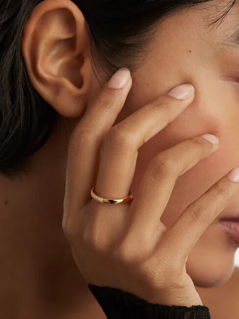 THE NEW ESSENTIALS TIARA Gold Plated Zirconia Ring gold - Rings