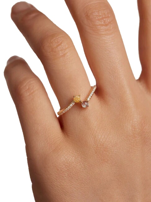 JUNO Gold plated stone ring gold - Rings