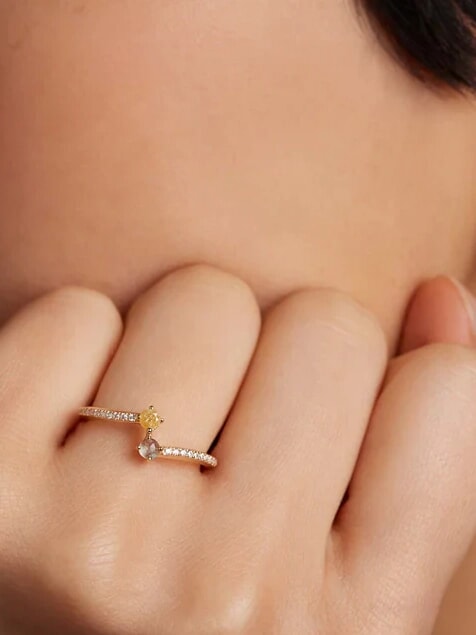 JUNO Gold plated stone ring gold - Rings