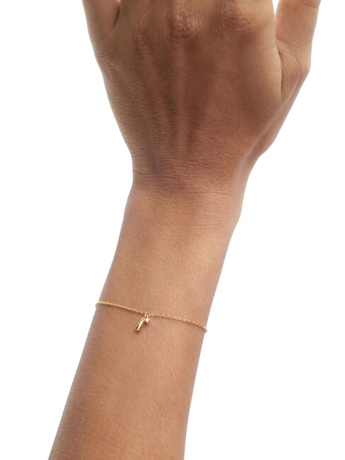 THE NEW ESSENTIALS KIRA Chain bracelet with round zirconia and drop pendant gold - Bracelets