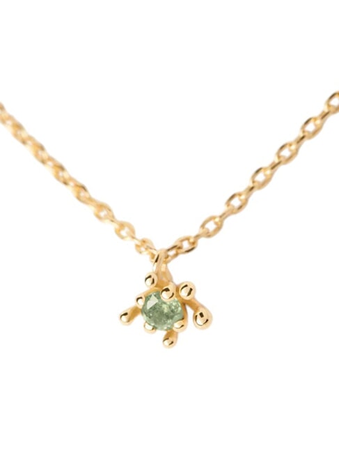 COLOR GREEN FLEUR Pendant necklace with zirconia and claws gold - Necklaces