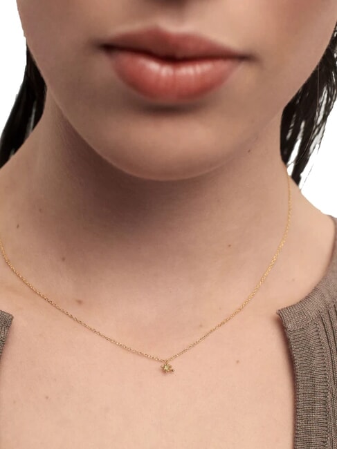 COLOR GREEN FLEUR Pendant necklace with zirconia and claws gold - Necklaces