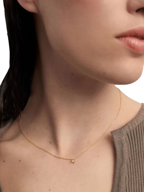 COLOR GREEN FLEUR Pendant necklace with zirconia and claws gold - Necklaces