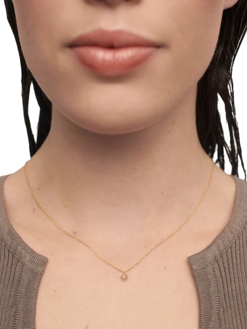 COLOR GREY FLEUR Pendant necklace with zirconia and claws gold - Necklaces