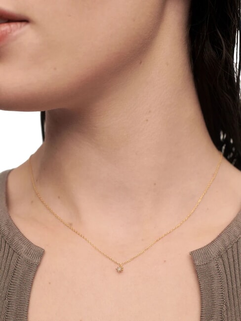 COLOR GREY FLEUR Pendant necklace with zirconia and claws gold - Necklaces