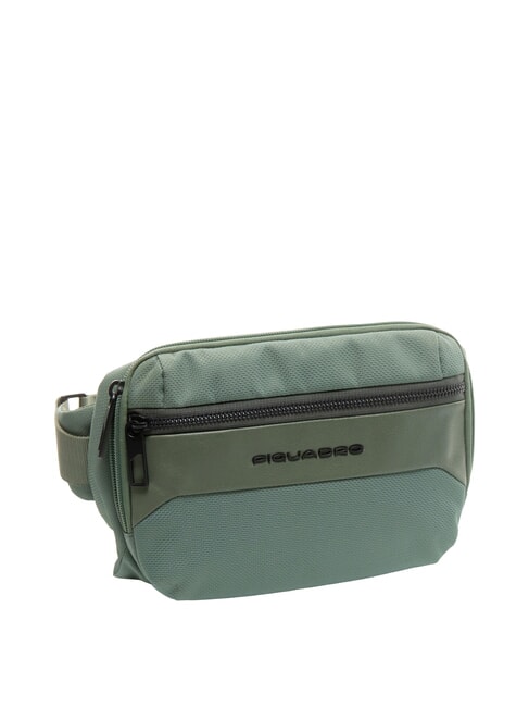 CAMPIONARIO - GIO Leather and fabric bum bag GREEN - Hip pouches