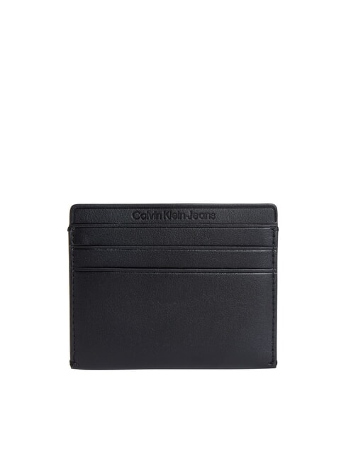 CKJ SCULPTED IMPRESS Flat credit card holder on black - Men’s Wallets