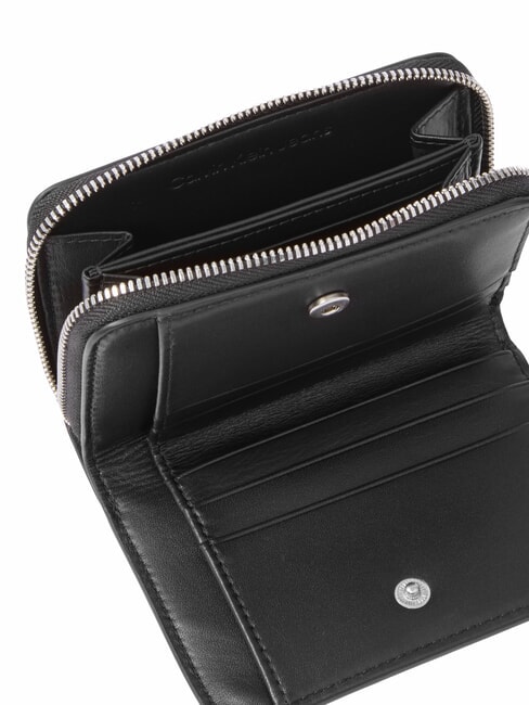 CKJ MINIMAL MONOGRAM Medium Leather Wallet on black - Women’s Wallets