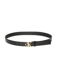 CALVIN KLEIN MONOGRAM BUCKLE Leather belt with metal logo - Belts