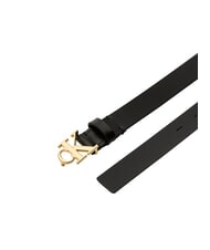 CALVIN KLEIN MONOGRAM BUCKLE Leather belt with metal logo on black - Belts - 3