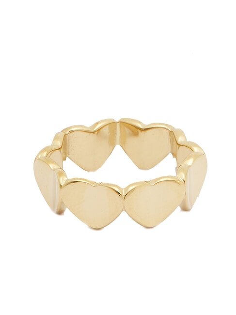 LOVELY Ring with enameled hearts and zircons ylw gold/turquoise - Rings