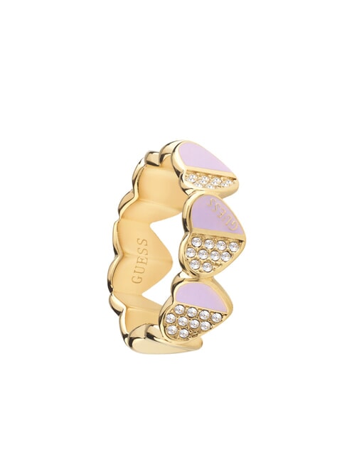 LOVELY Ring with enameled hearts and zircons yellow gold/lilac - Rings