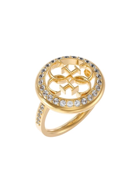LIFE IN 4G Ring with logo and crystals yellow gold - Rings