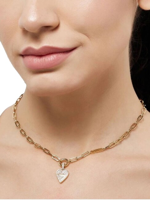 LOVE ME TENDER Necklace with heart and zirconia yellow gold - Necklaces