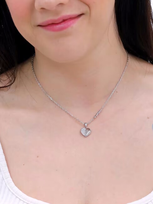 LOVELY Necklace with heart charm and zirconia SILVER - Necklaces