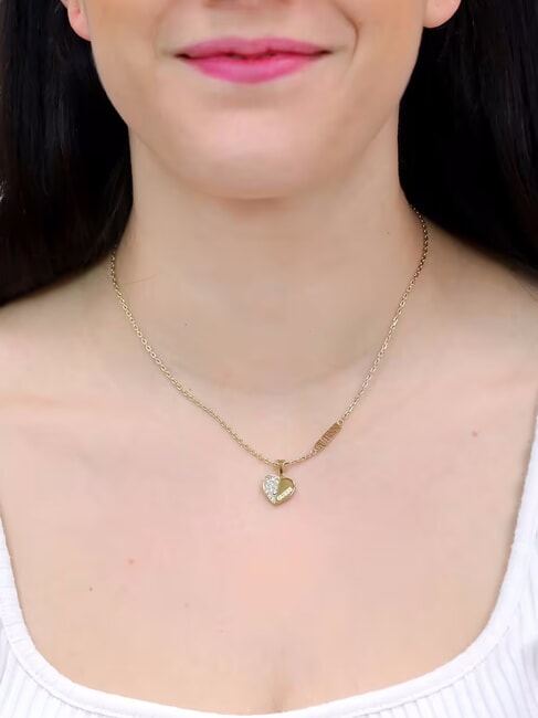 LOVELY Necklace with heart charm and zirconia yellow gold - Necklaces